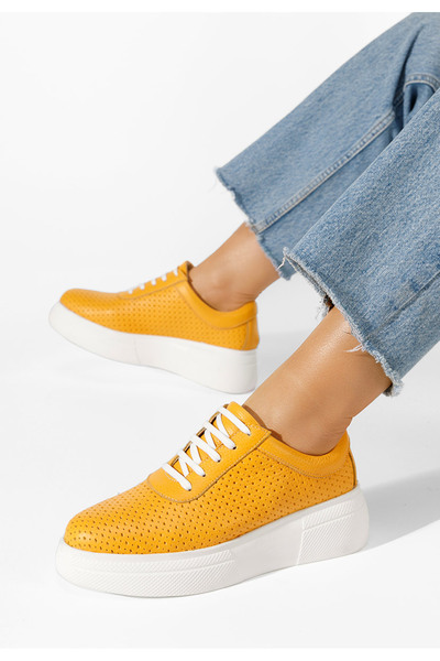 B T Shoes Žlté kožené poltopánky dámske Dakota B