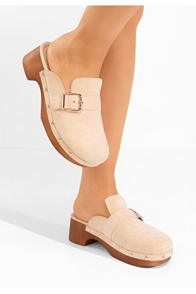 B T Shoes Béžové dámské dřeváky Advika V2