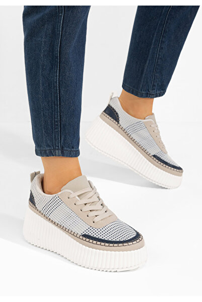 B T Shoes Modré dámské tenisky na platformě Tamylsa