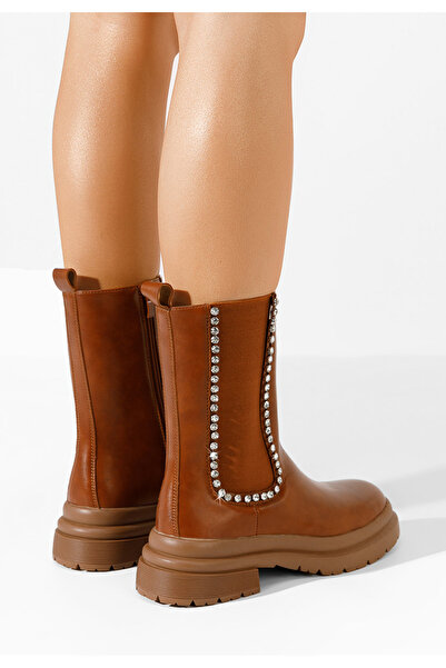 B T Shoes Camelové dámské polokozačky Nebula