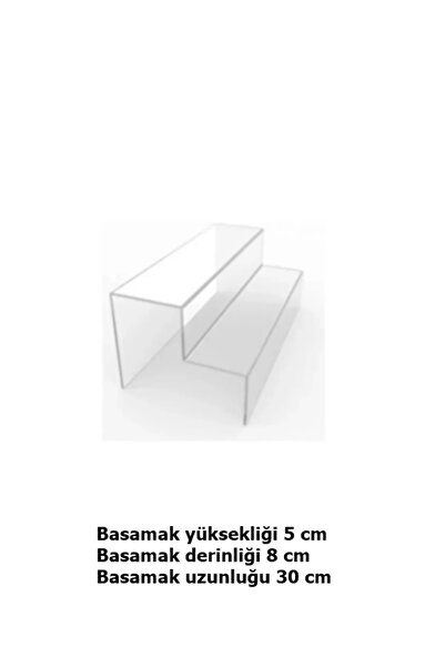 SeHa Design Seha Pleksi Akrilik Merdiven Raf 3 Mm Şeffaf 30cm Genişlikte 2 Ka...