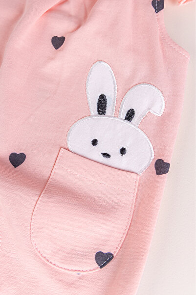 Babymod Heart Patterned Ruffled 100% Cotton Baby Girl Combed Cotton Jumpsuit