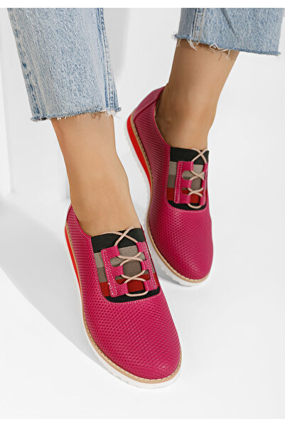 B T Shoes Fuchsiové kožené polobotky Galya