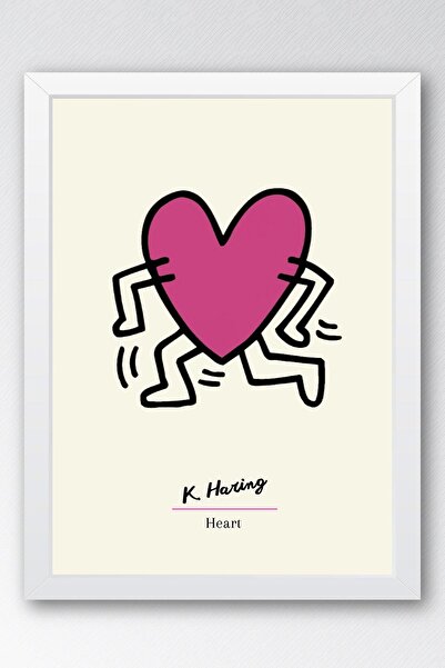 Saturn Pictură înrămată cu inimă Keith Haring - Inimă - Decor de perete în st...