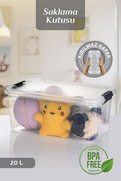 MOİ 20 Lt Multibox Storage Container - Multi-Purpose Organizer with Lockable Lid Pantry Storage Storage Box