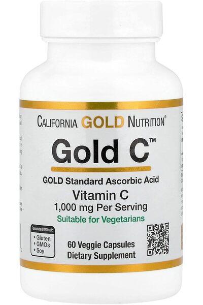 California Gold Nutrition California Gold Nutrition Gold C™, USP Grade Vitamin C, 1,000 mg, 60 Veggie Capsules