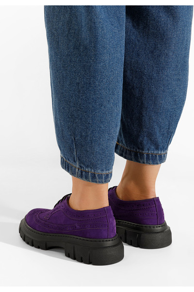 B T Shoes Fialové kožené lodičky Henise