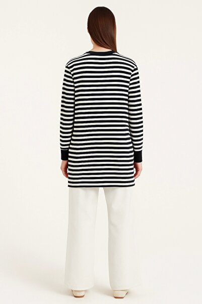 elit fashion Striped Tunic - Black