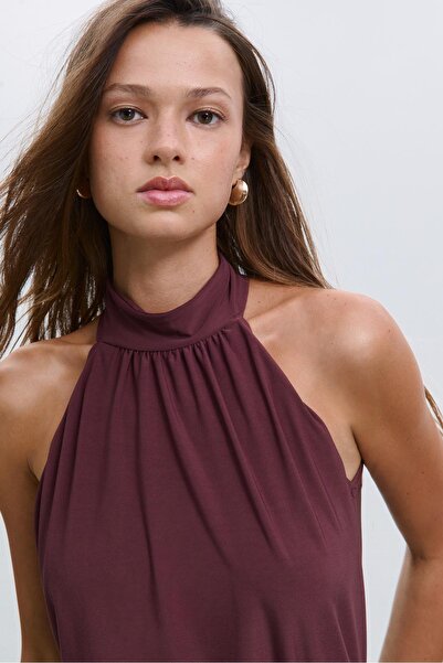 Stradivarius Halter bodysuit with puff sleeves
