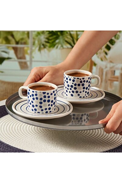 Güral Porselen Mental Prestij 4 Piece 2 Person Coffee Cup Set 6561