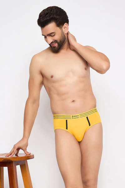 John players Pack of 2 John Players Cotton Briefs with Striped Waistband in Yellow