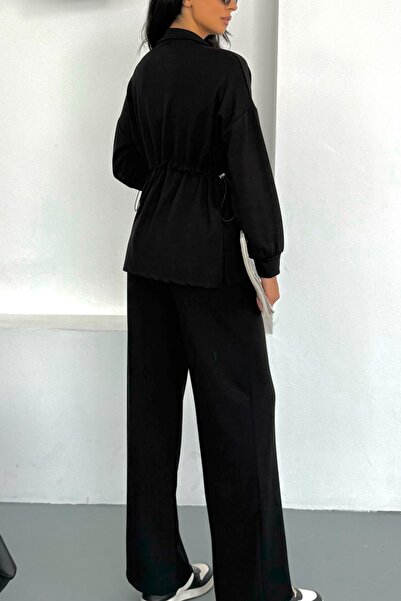 Ded COLLECTION Women's Modal Set with Drawstring Detail at the Waist, Large Flap Pockets, Long Zipper Top and Bottom