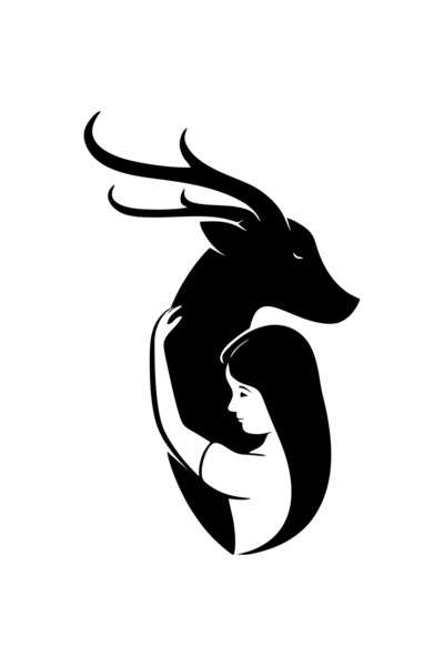 OEM Decor perete Fata si Caprioara HH696 din lemn - 20 L x 33 H (cm)