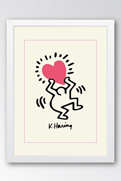 Saturn Pictură înrămată cu inimă radiantă de Keith Haring - Inimă strălucitoa...