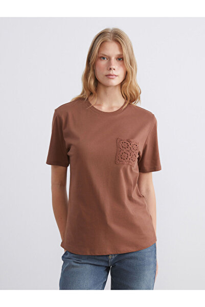 LC Waikiki Tricou pentru femei New Season, cu decolteu cu dantelă, cu buzunare