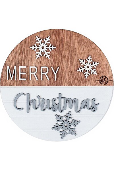 OEM Decor perete usa de Craciun HH924 din lemn Merry Christmas Fulgi de nea -...