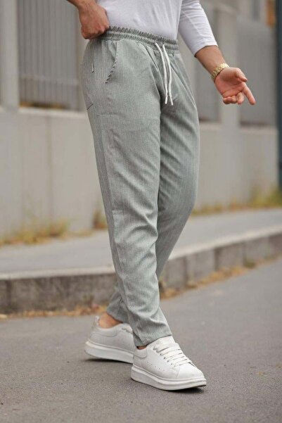 Generic Brand Men's Waist Lace-Up Striped Pants