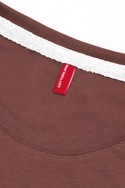 Cottonland Men's Colbert Long Sleeve O Neck Unprinted Combed Cotton T-Shirt Dried Rose