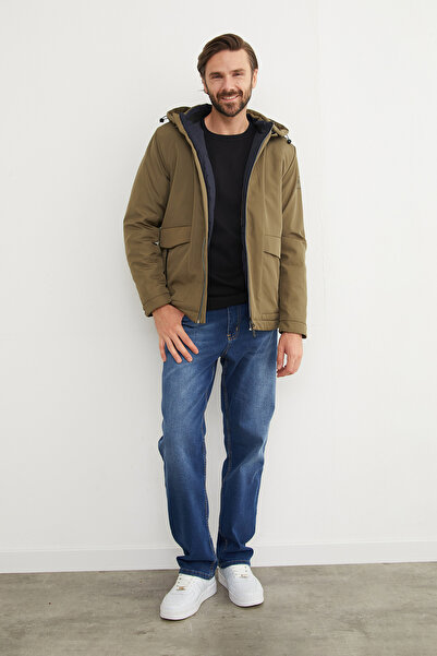 Fulla Moda Μπουφάν με με τύπωμα τσέπες με φερμουάρ με κουκούλα