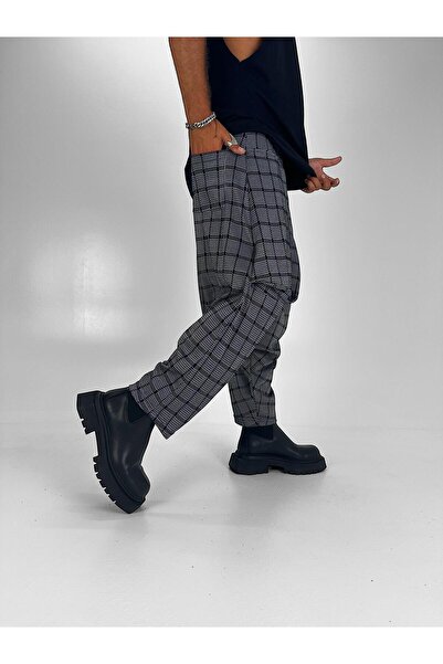 Superbluemexico Унисекс жакардови панталони с авангарден дизайн, с кариран мотив и балонни джобове