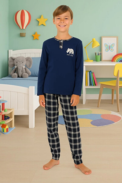 Little Miny Kids Minykids Everest Navy Blue Button Detailed 100% Cotton Boys ...