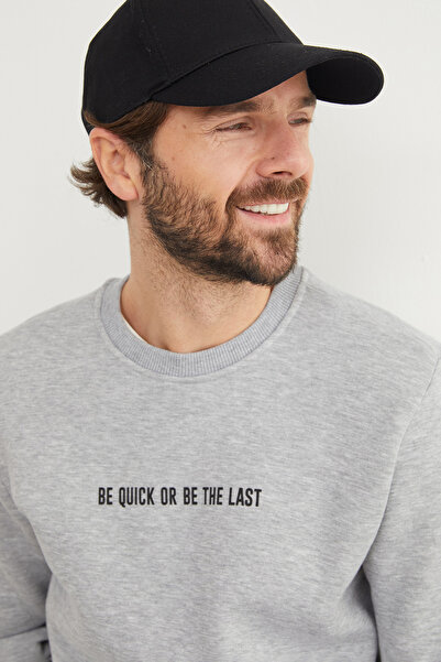 Fulla Moda Φούτερ με λαιμόκοψη με στάμπα με 3 νήματα