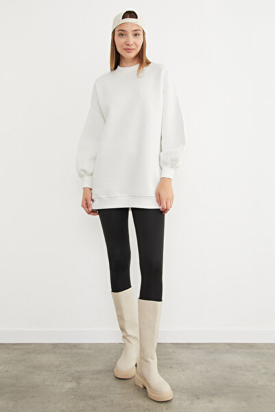 Fulla Moda 3 Yarn Basic Crew Neck Oversize Sweatshirt