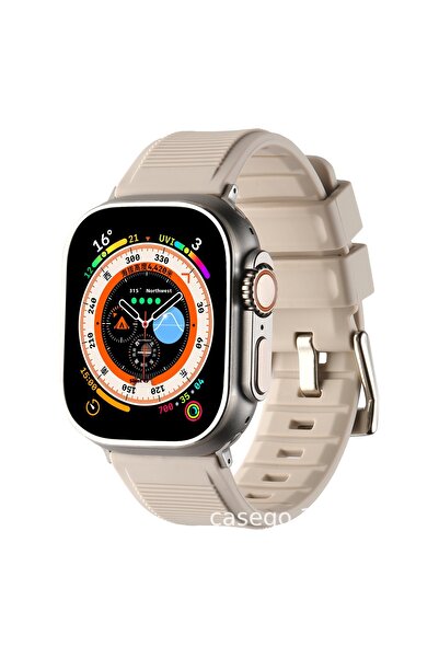 Generic 1/8 Generation Apple Watchband Sport Band Solid Pink Silicone Strap for Apple Watch 45 mm