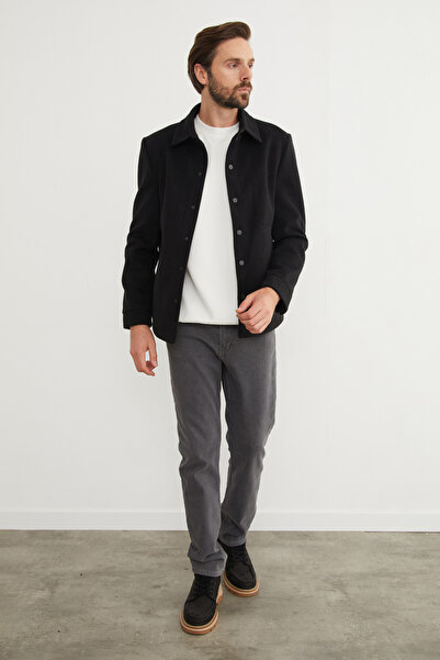 Fulla Moda Çift Cepli Çıtçıtlı Kaşe Kaban