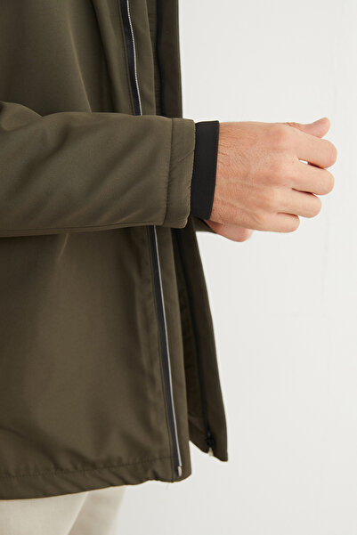 Fulla Moda Παλτό με κουκούλα με φερμουάρ από ύφασμα κατάδυσης