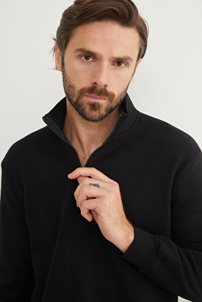 Fulla Moda Φούτερ με μισό φερμουάρ με 3 κλωστές