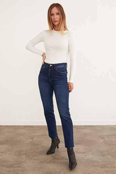 Fulla Moda Ribbed High Neck Snap Fastener Bodysuit