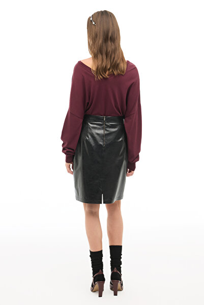Perspective Black High Waist Above Knee Skirt