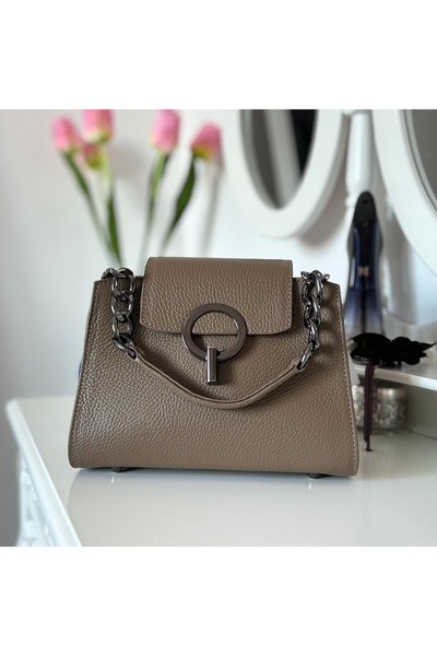 Zea Geanta Mini Posh Piele Naturala Taupe