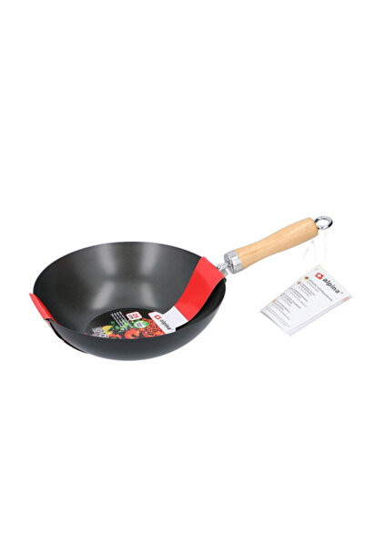 Alpina Thick Non-Stick Wok Pan with Wood Handle 25 x 7cm