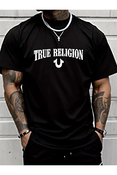stiledavet online store    تي شيرت رجالي من الجيرسيه مطبوع عليه True Religion
