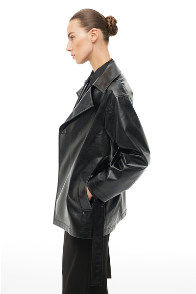 Perspective Siyah Klasik Yaka Trençkot