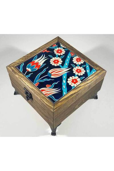 Çini Evi صندوق مجوهرات خشبي بتصميم زهور