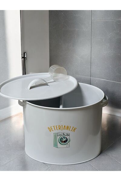 metalshop Bölmeli Metal Kapaklı Ölçekli Deterjanlık, Toz Deterjanlık, Banyo D...