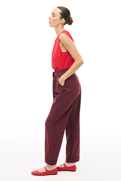 Perspective Burgundy High Waist Flared Leg Pants