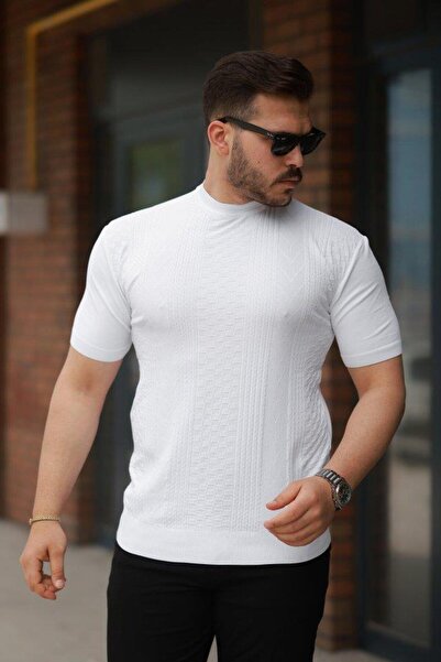 HAZEGO Tricou cu mânecă scurtă texturat cu model pentru bărbați