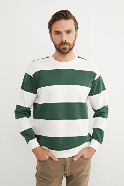 Fulla Moda Φούτερ με ριγέ Crew Neck