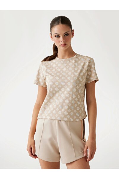 Guess تي شيرت نسائي من جلوريا كريم أكتيف ذو مقاس عادي V5YI04I3Z14-P1MY