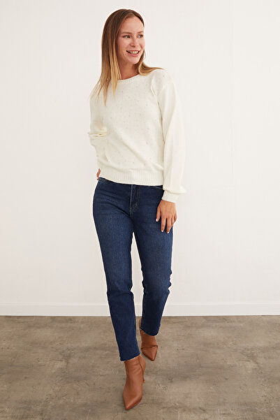 Fulla Moda Stoned Crew Neck Knitwear Sweater