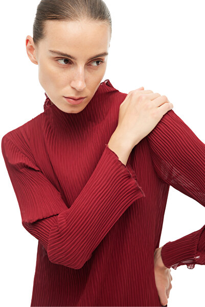Perspective Burgundy Turtleneck Midi Dress