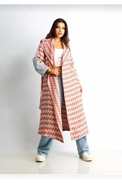 KIZILELMADA Women's Oversized Trench Coat Patterned, Stylish and Modern