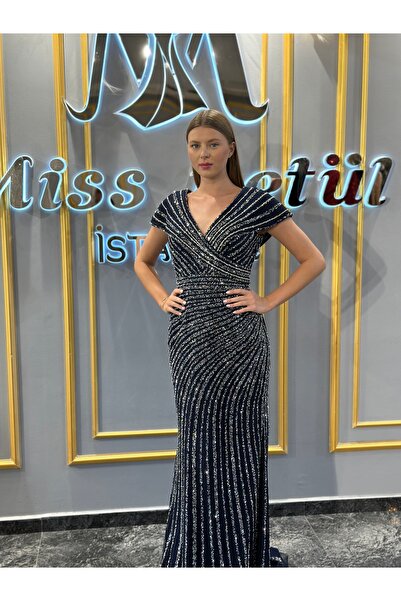 Bestway ve Diğeri Komple Taşlı Büyük Beden V Yaka Abiye Ve Nişan Elbisesi