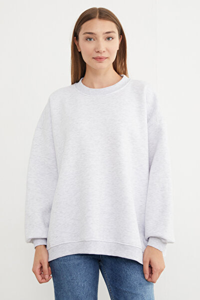 Fulla Moda 3 İplik Basic Oversize Sweatshirt