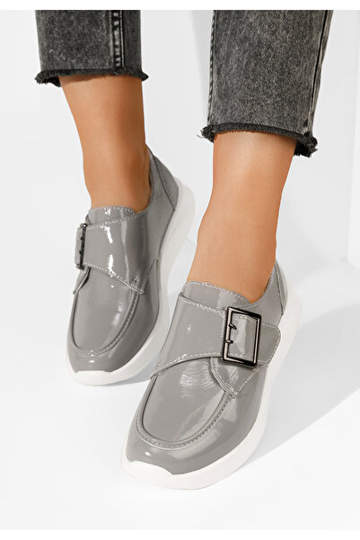 B T Shoes Sylia women's casual patent leather shoes in gray