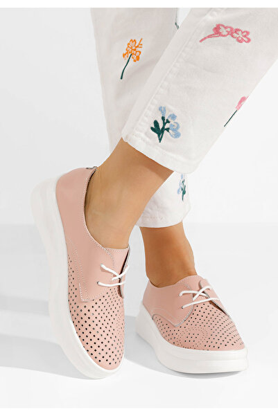 B T Shoes Ružové kožené poltopánky dámske Seirra